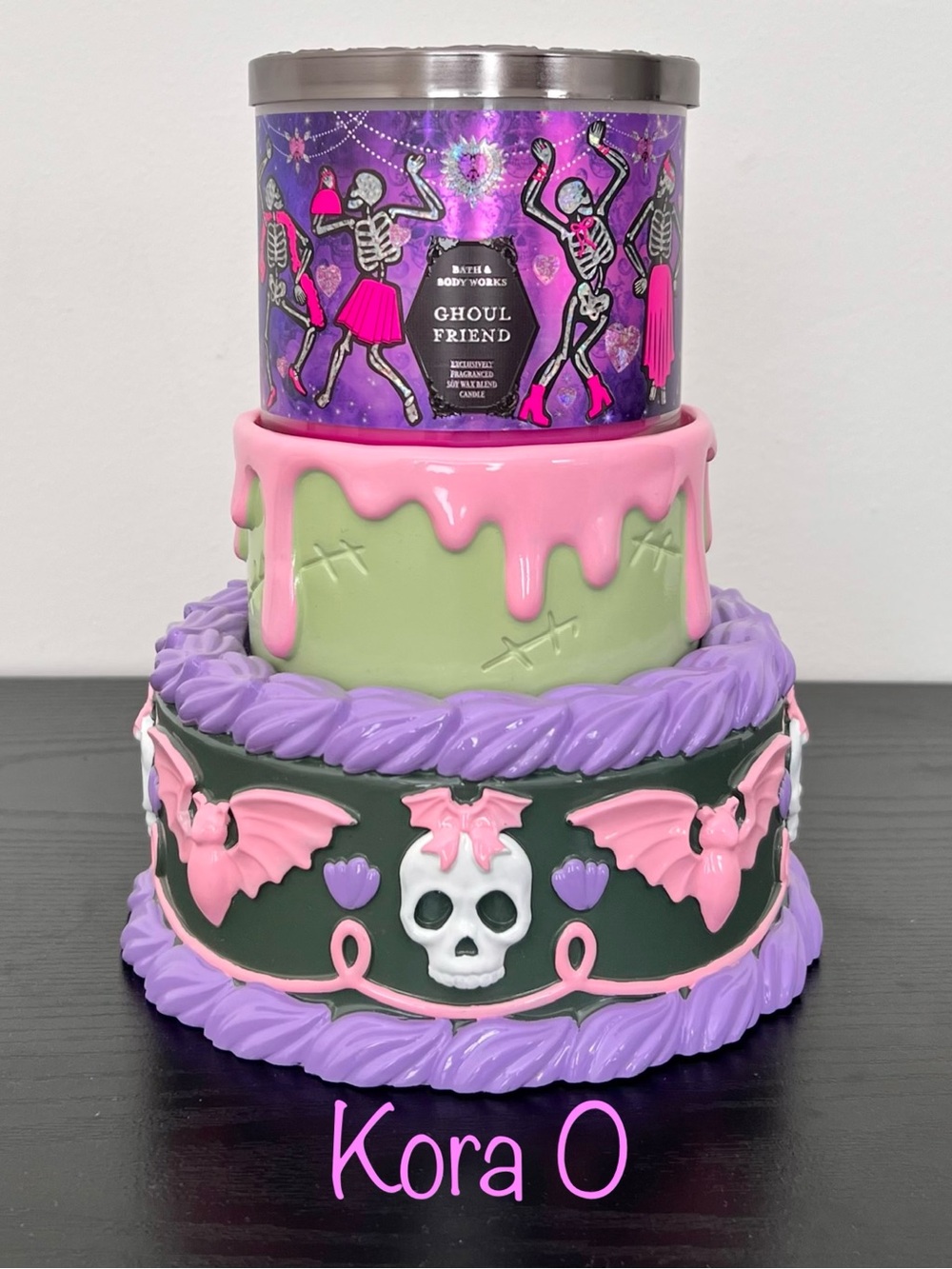 BBW Halloween Cake Candle Holder & Ghoul Friend 3 Wick Candle